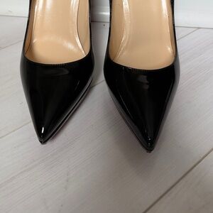 Black patent leather platform